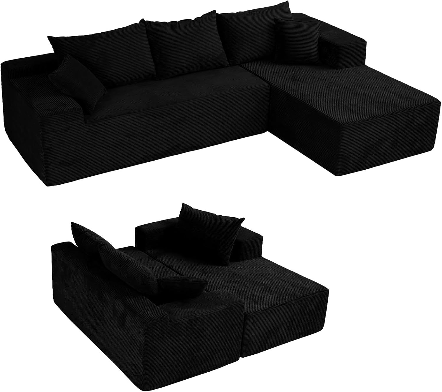 Cloud sofa with L-shaped lounge chair modern modular sofa with deep seats wourant