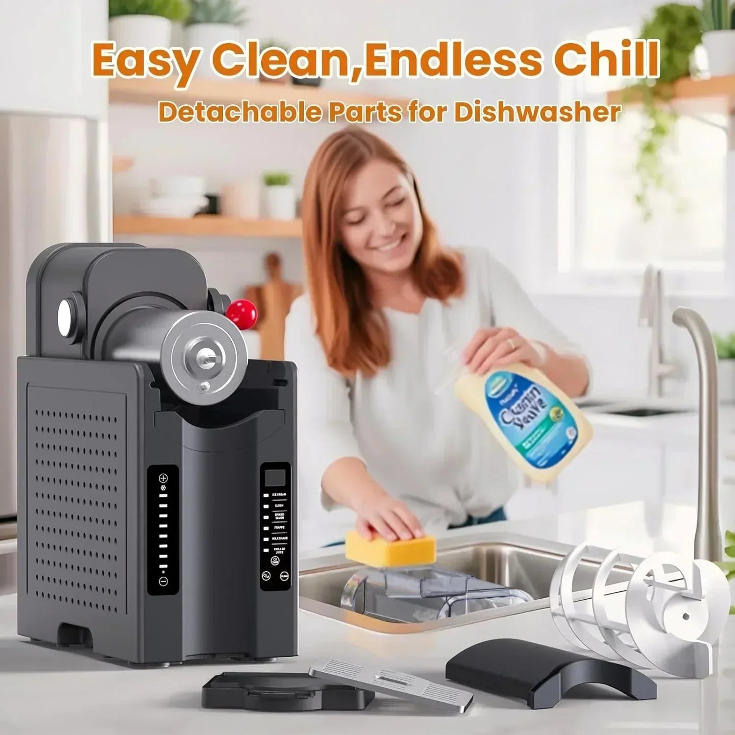Slushie Machine Professional Frozen Drink Maker No Ice Needed Slushy Machine with LED Display wourant