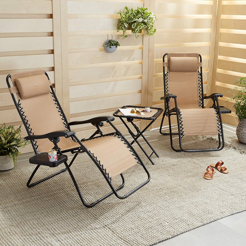 Amazon Basics Outdoor Patio Mesh Adjustable Zero Gravity Lounge Chair Recliners set of 2 wourant