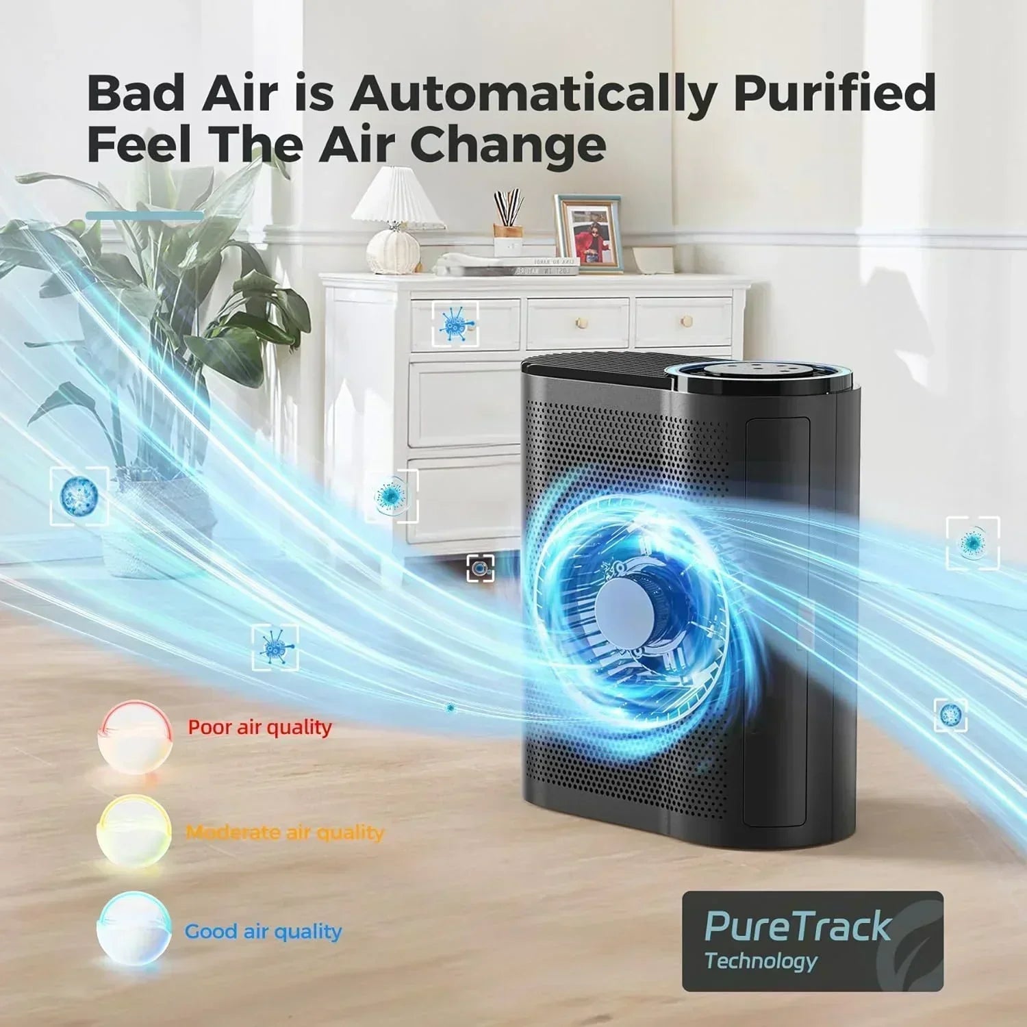 Home air purifier equipped with air quality sensor wourant