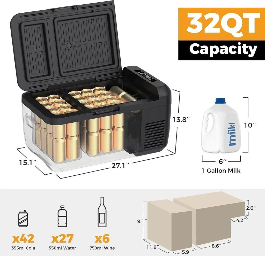 12V Refrigerator 21 Quart Portable Freezer 50 Hours Keep Cool Electric Cooler Car Refrigerator wourant