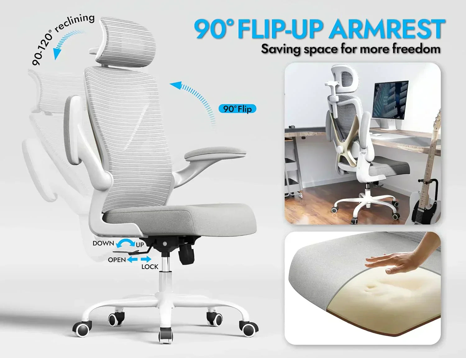 Office computer desk and chair gaming chair with lumbar support and headrest wourant