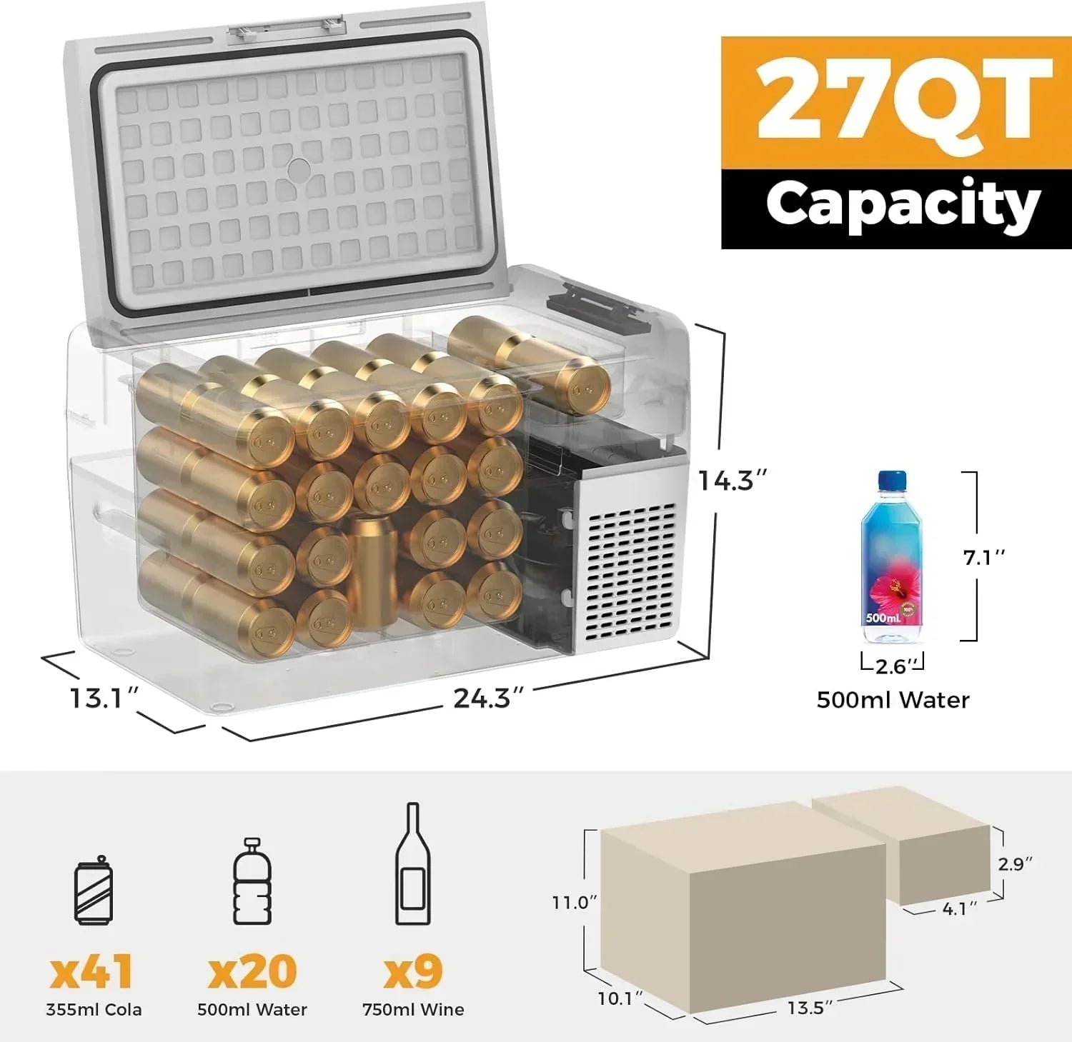 12V Refrigerator 21 Quart Portable Freezer 50 Hours Keep Cool Electric Cooler Car Refrigerator wourant