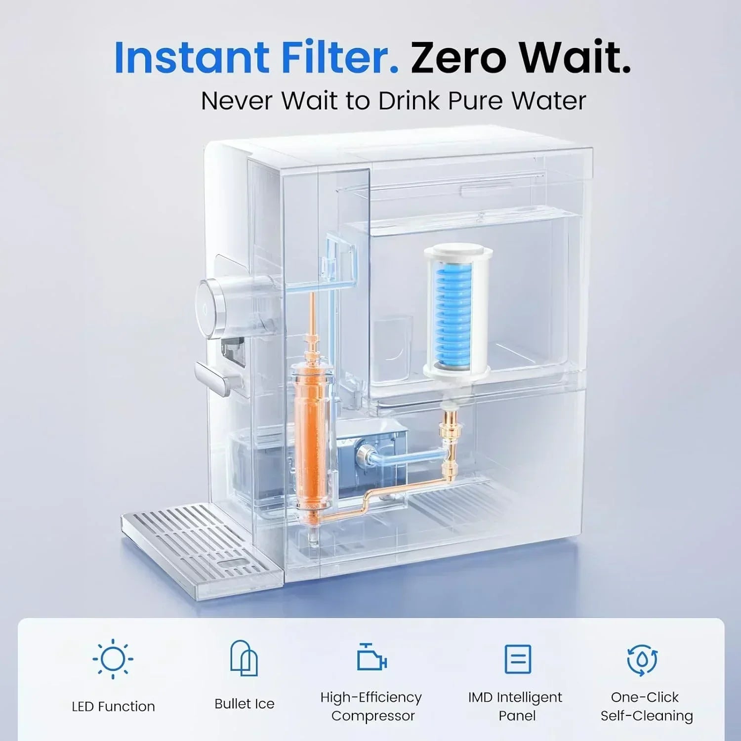 Ice Maker Water Filter 3 in 1 Countertop Instant Hot and Cold Water wourant
