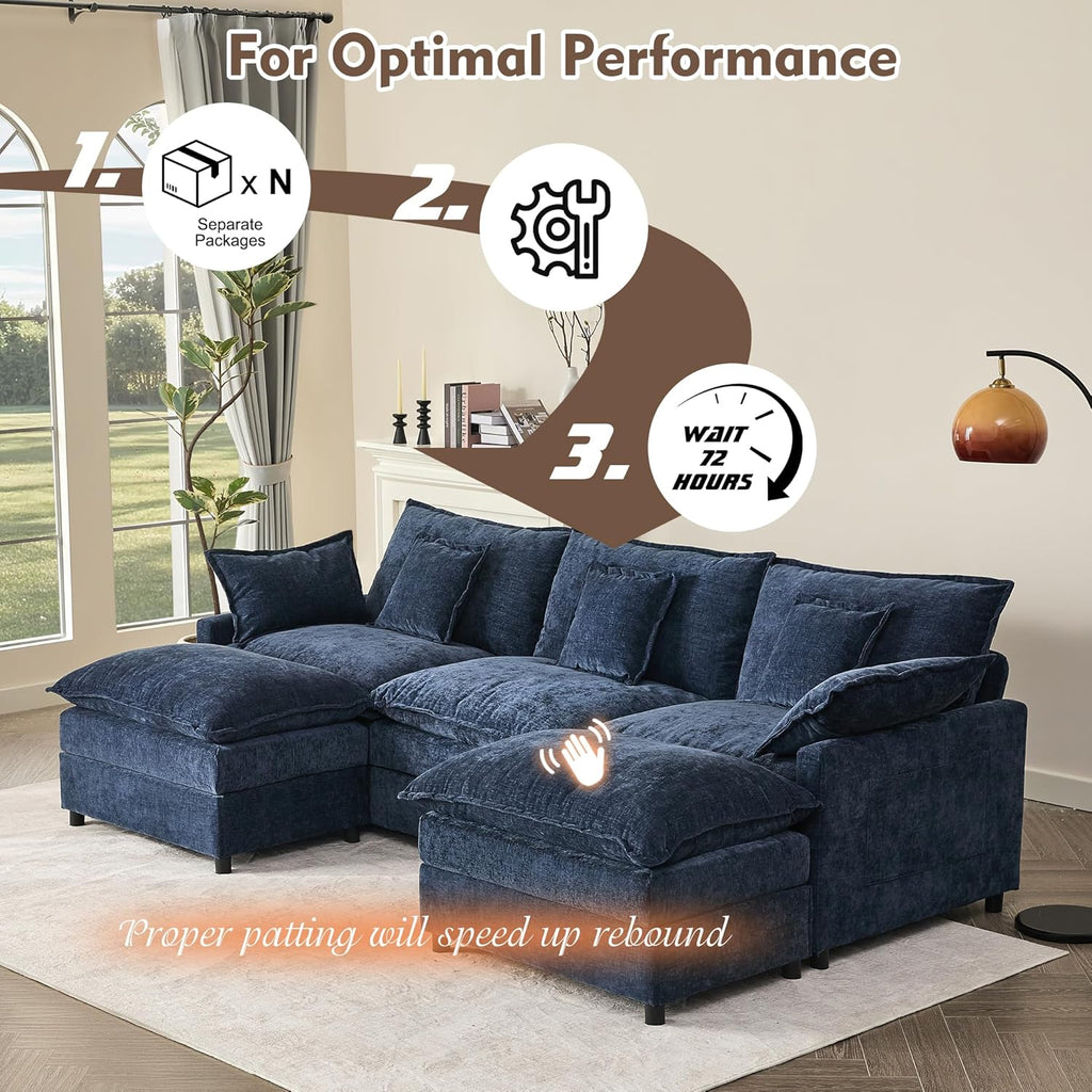 108" U-shaped sofa modular sofa Comfortable cloud sofa wourant