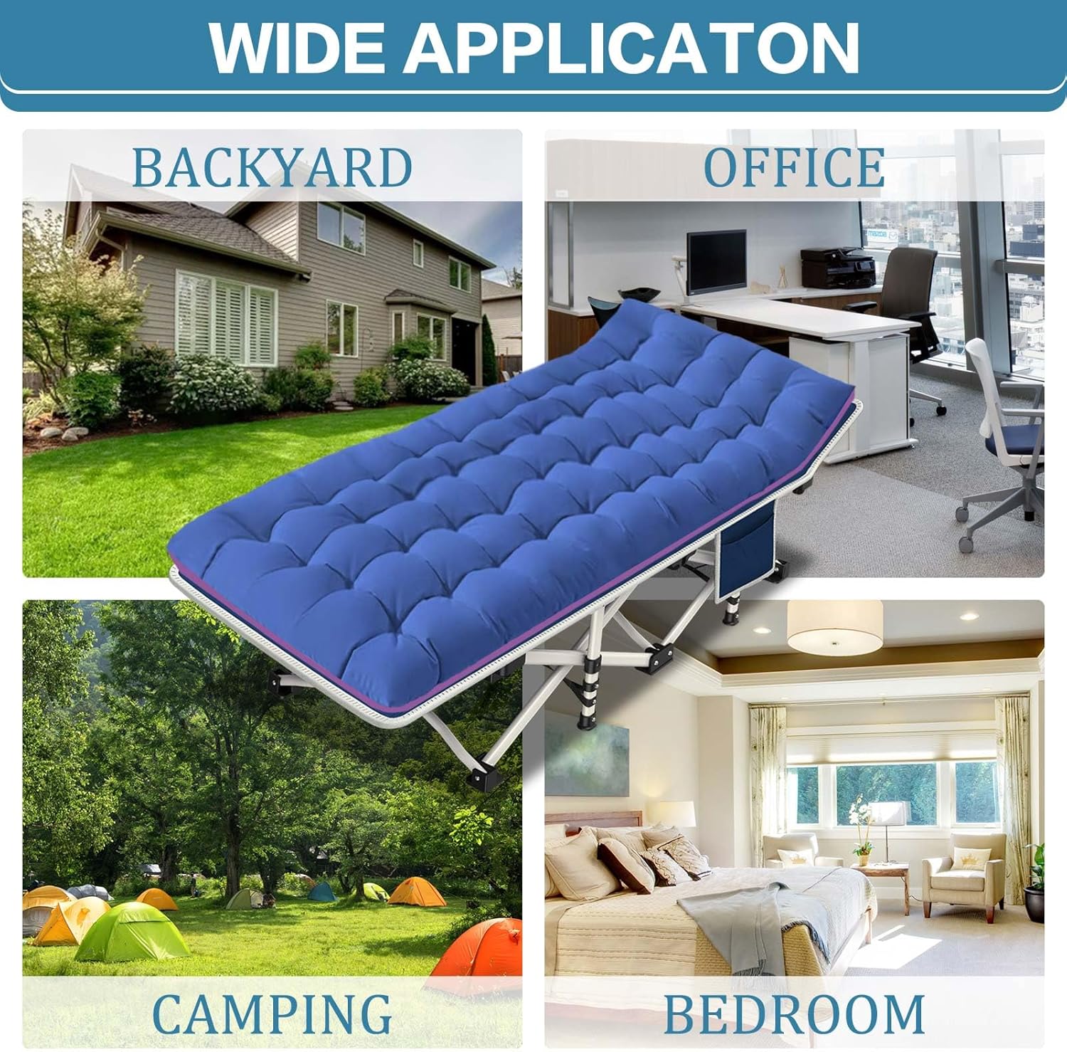 2-Pack Camping Cots with Mattress Comfortable Folding Bed Heavy Duty Baby Cot wourant