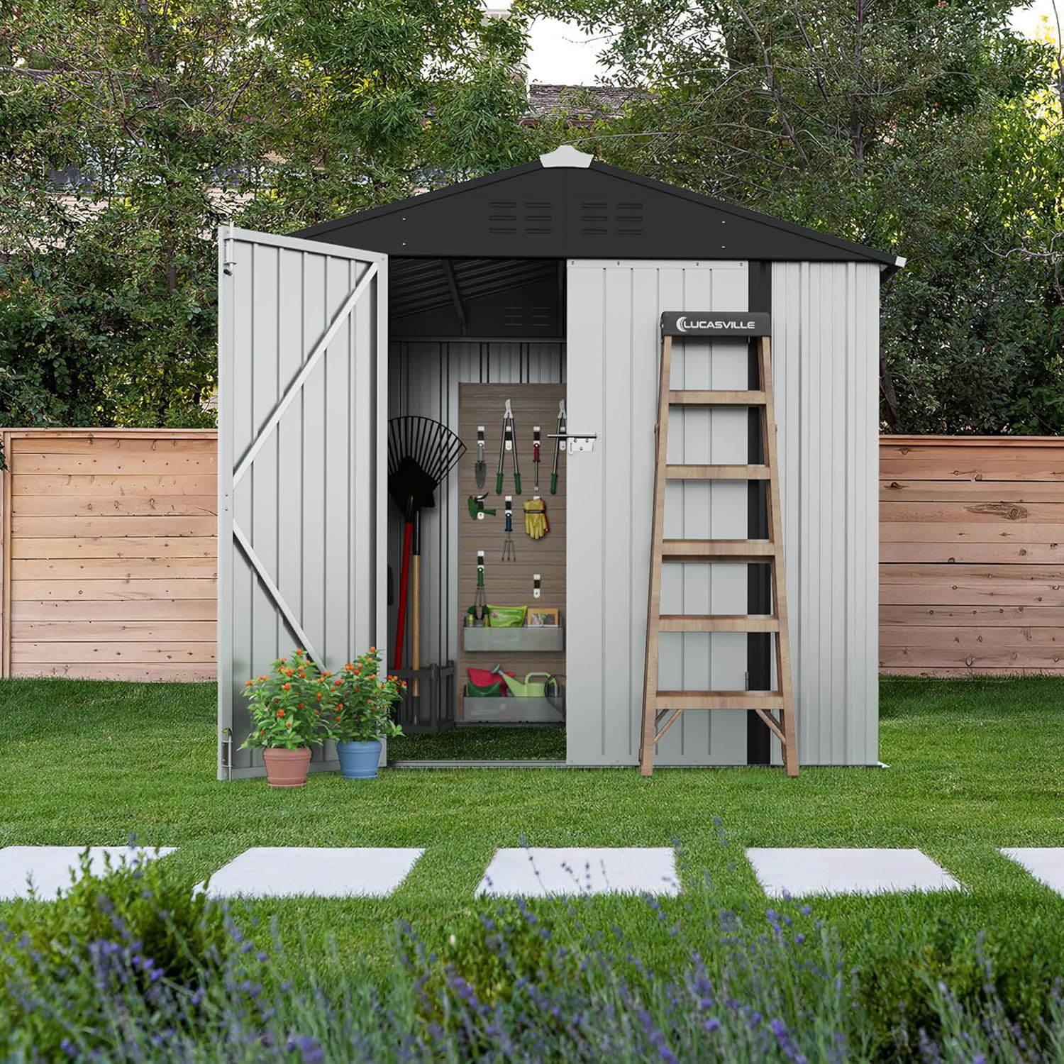 Devoko Outdoor Storage Shed Lockable Metal Garden Shed Steel Anti-Corrosion Storage House wourant