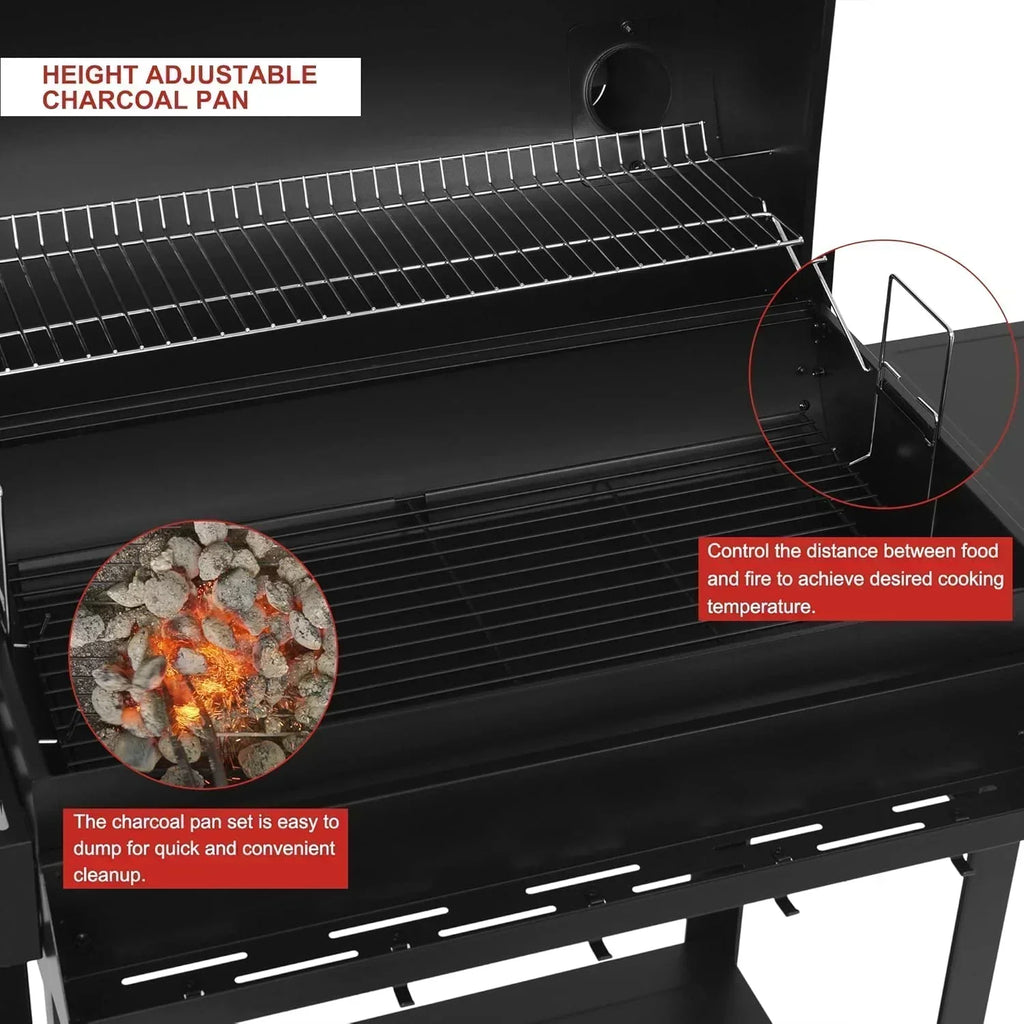 Royal Gourmet CC1830T 30-Inch Barrel Charcoal Grill Warming Rack Front Storage Basket BBQ Grill wourant
