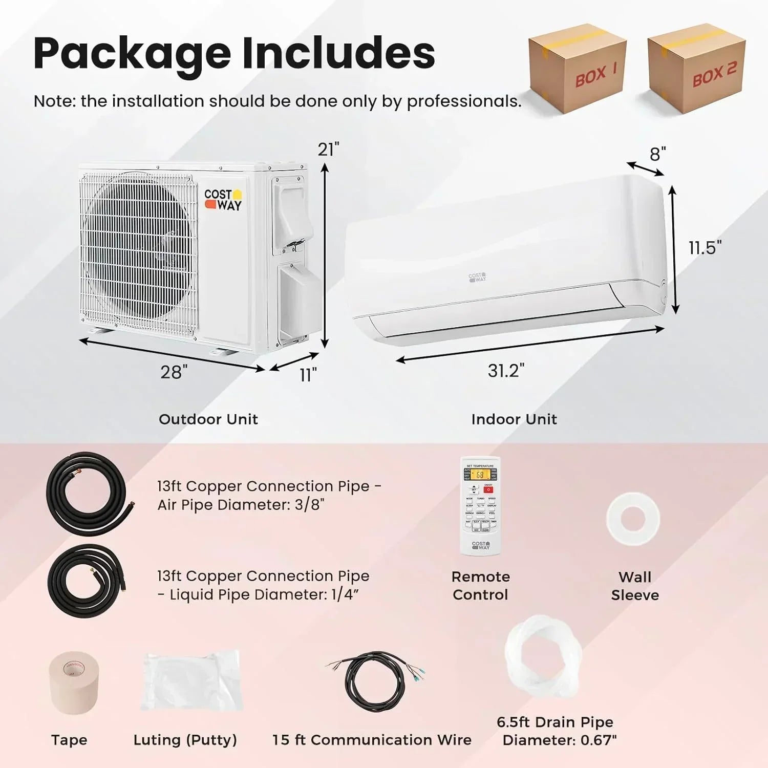 COSTWAY 12000BTU Mini Split Air Conditioner Heater 20 SEER2 115V Wall-Mounted Ductless wourant
