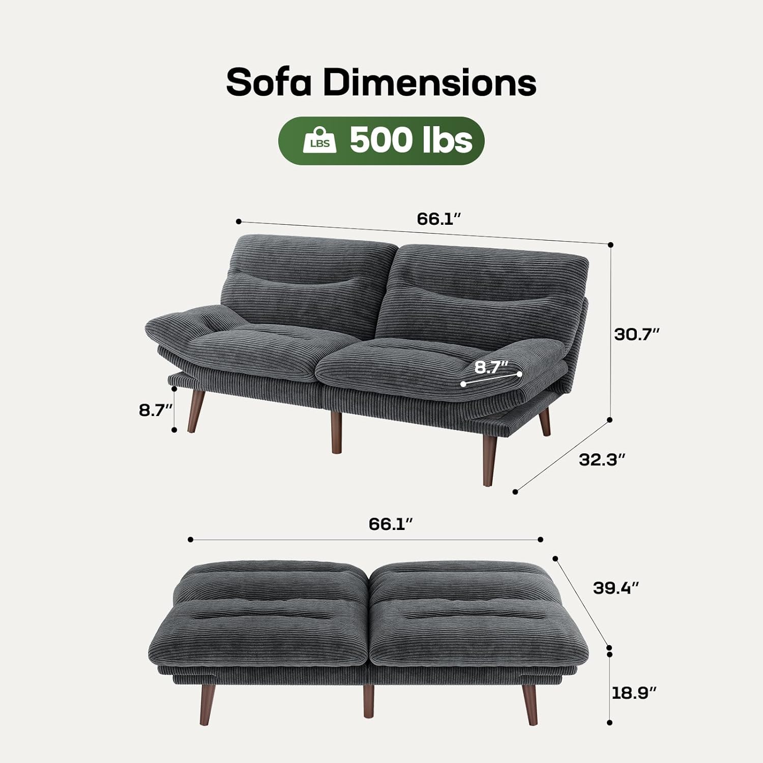 Futon Sofa Bed Futon Sofa Adjustable Back Armrests Converts to Small Sleeper Sofa Bed wourant