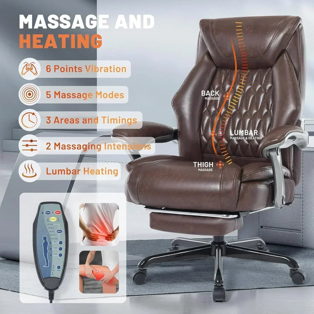 Massage Office Chair with Heating and Footrest Ergonomic Executive Reclining Office Chair wourant