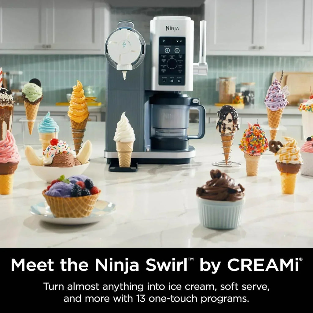Ninja Swirl by CREAMi Ice Cream and Soft Serve Maker Frozen Yogurt Low Calories Program wourant