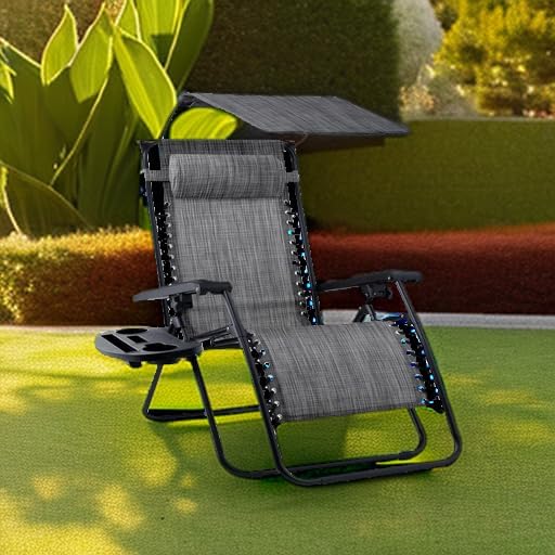 Best Choice Products Folding Zero Gravity Recliner Patio Lounge Chair Adjustable Canopy Shade wourant