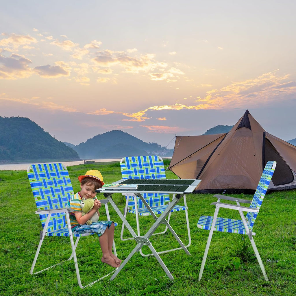 VINGLI Patio Lawn Webbed Folding Chairs Set of 2 Outdoor Beach Portable Lawn Chair wourant