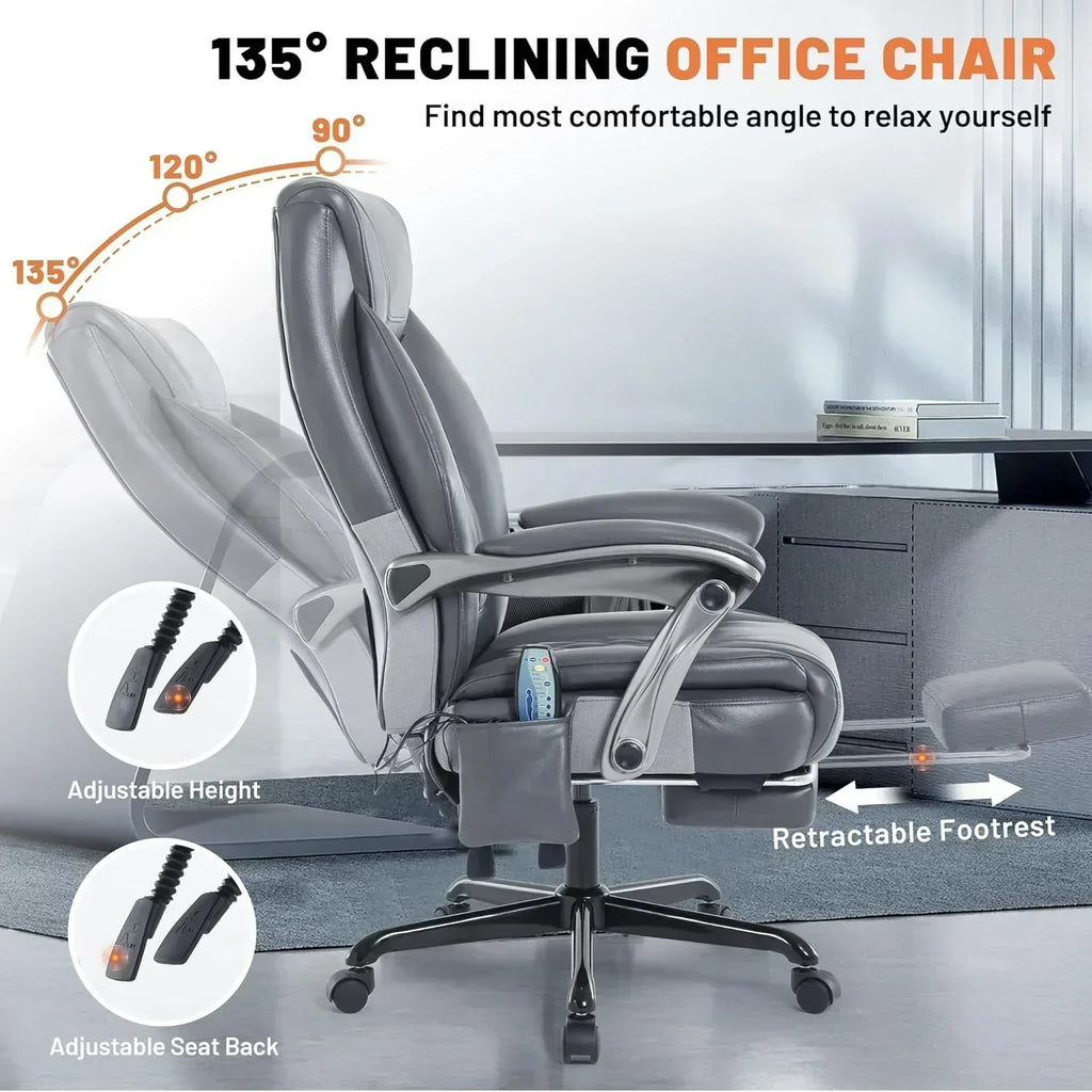 Massage Office Chair with Heating and Footrest Ergonomic Executive Reclining Office Chair wourant