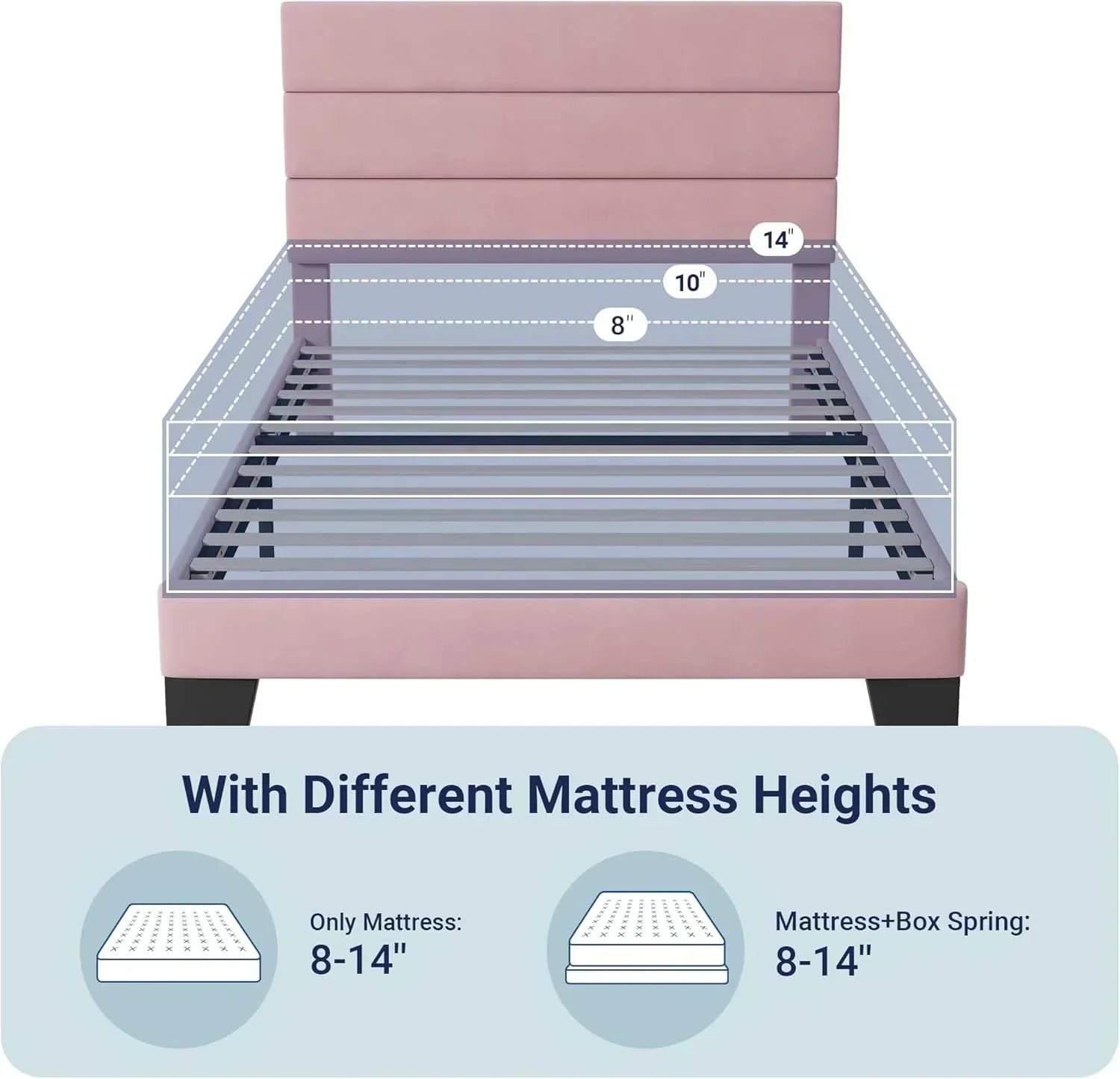 Allewie Queen Size Platform Bed Frame with Fabric Upholstered Headboard Wooden Slats Support wourant