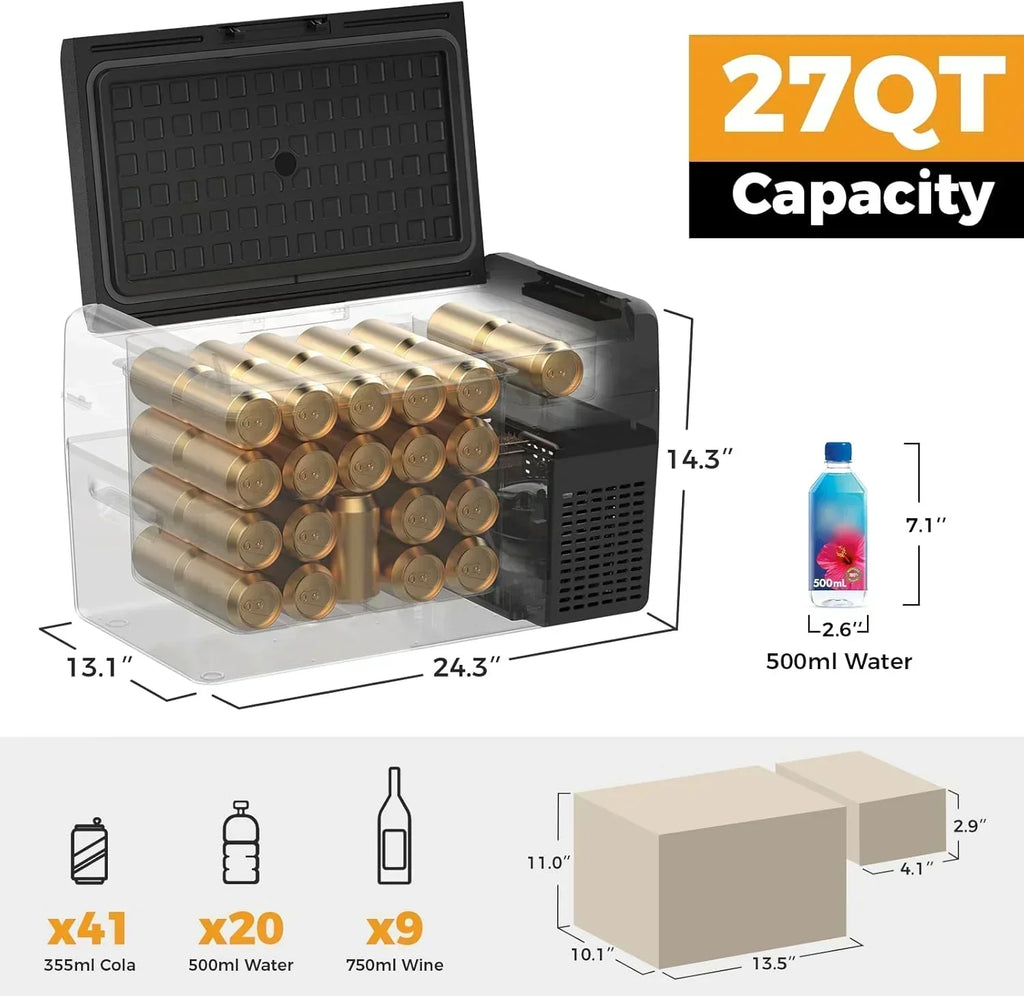 12V Refrigerator 21 Quart Portable Freezer 50 Hours Keep Cool Electric Cooler Car Refrigerator wourant