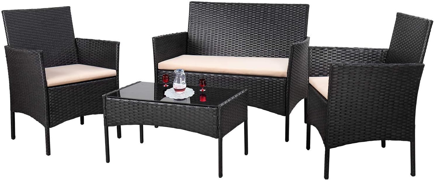 4 piece outdoor patio furniture set rattan chair wicker set wourant