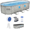 Power Steel Swim Vista Series II 14' x 8' 2" x 39.5" Above Ground Outdoor Swimming Pool Set wourant