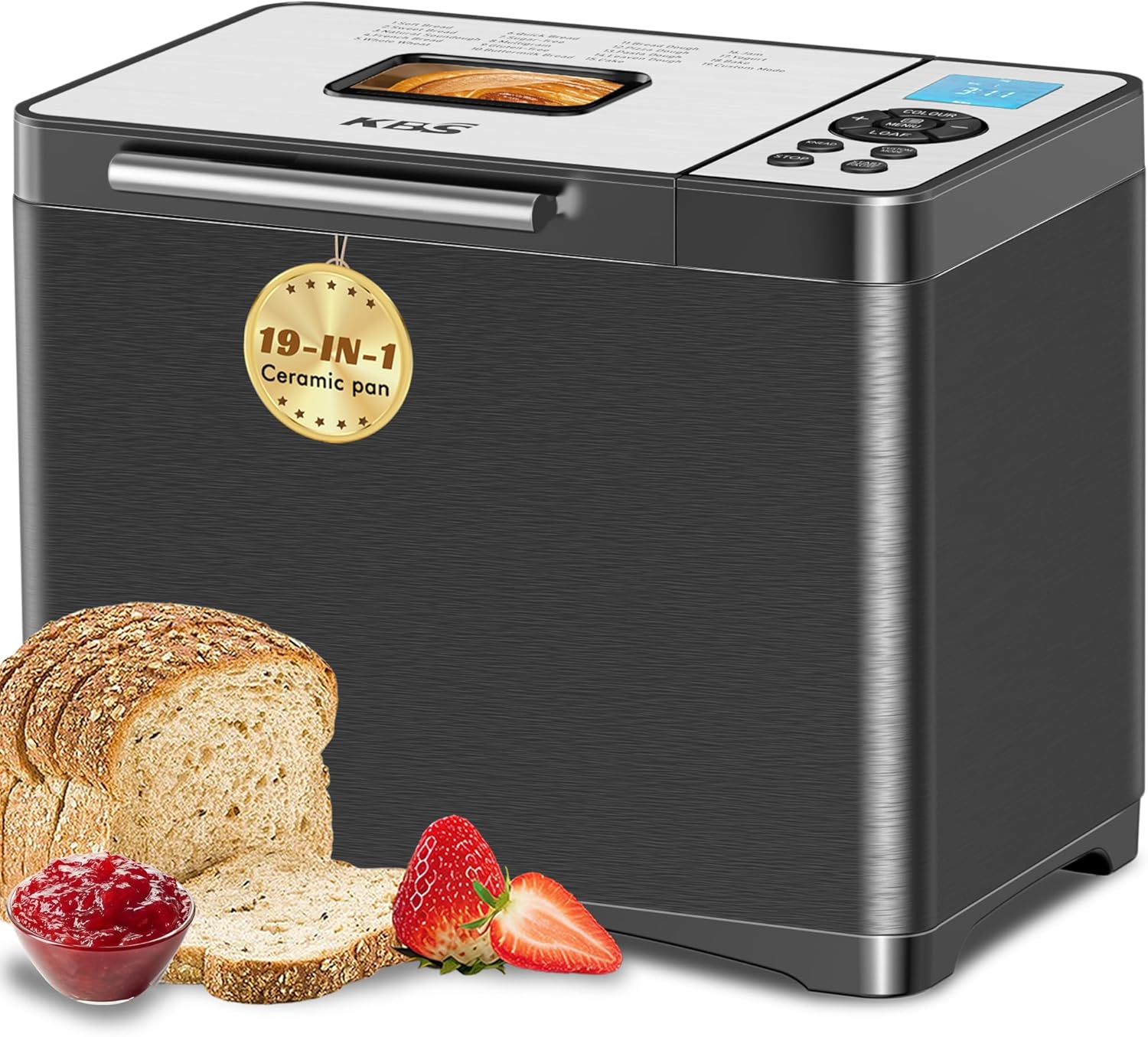 KBS 2LB Bread Maker 19-in-1 Automatic Stainless Steel Bread Maker with Ceramic Pot wourant