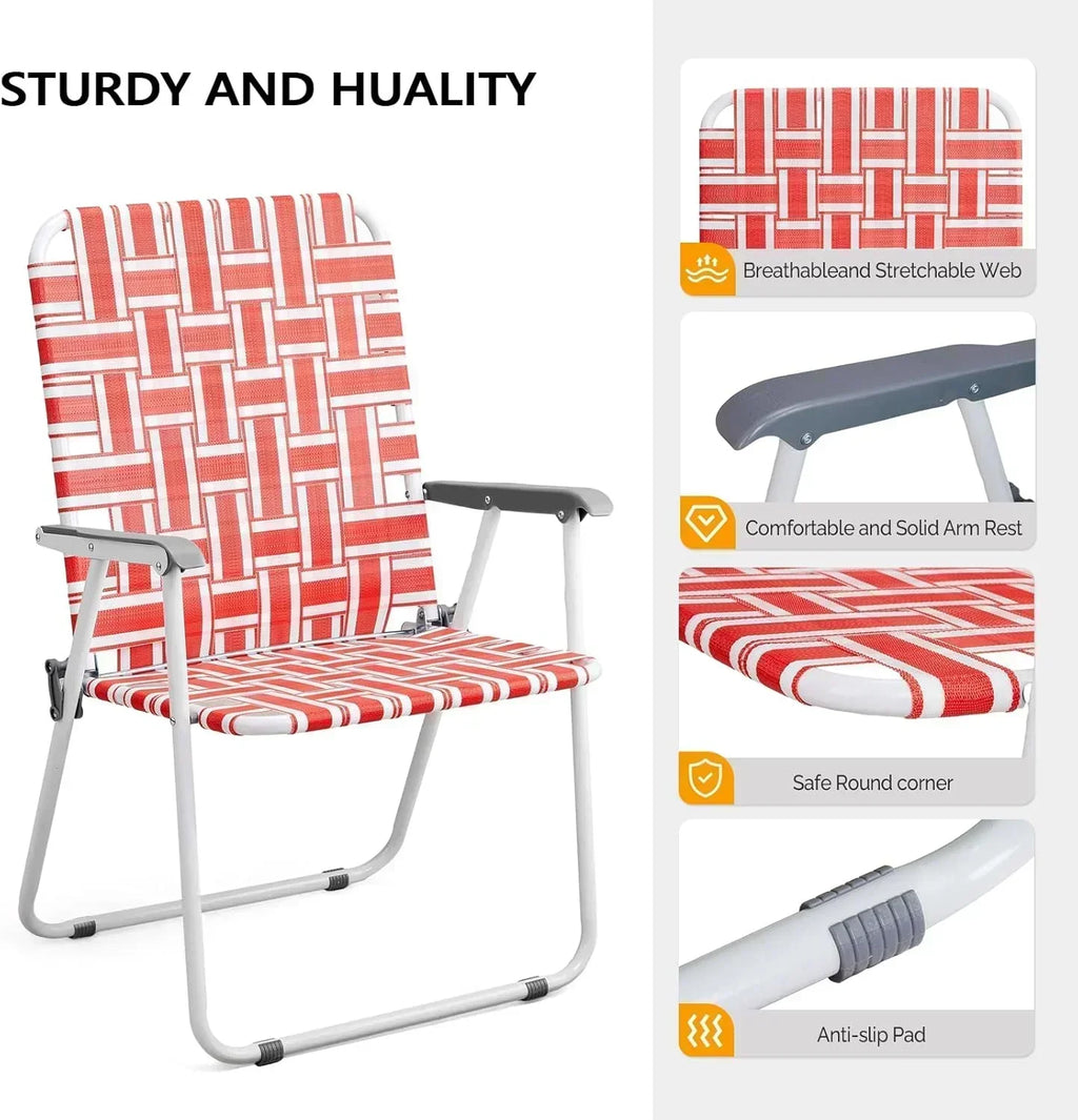 VINGLI Patio Lawn Webbed Folding Chairs Set of 2 Outdoor Beach Portable Lawn Chair wourant