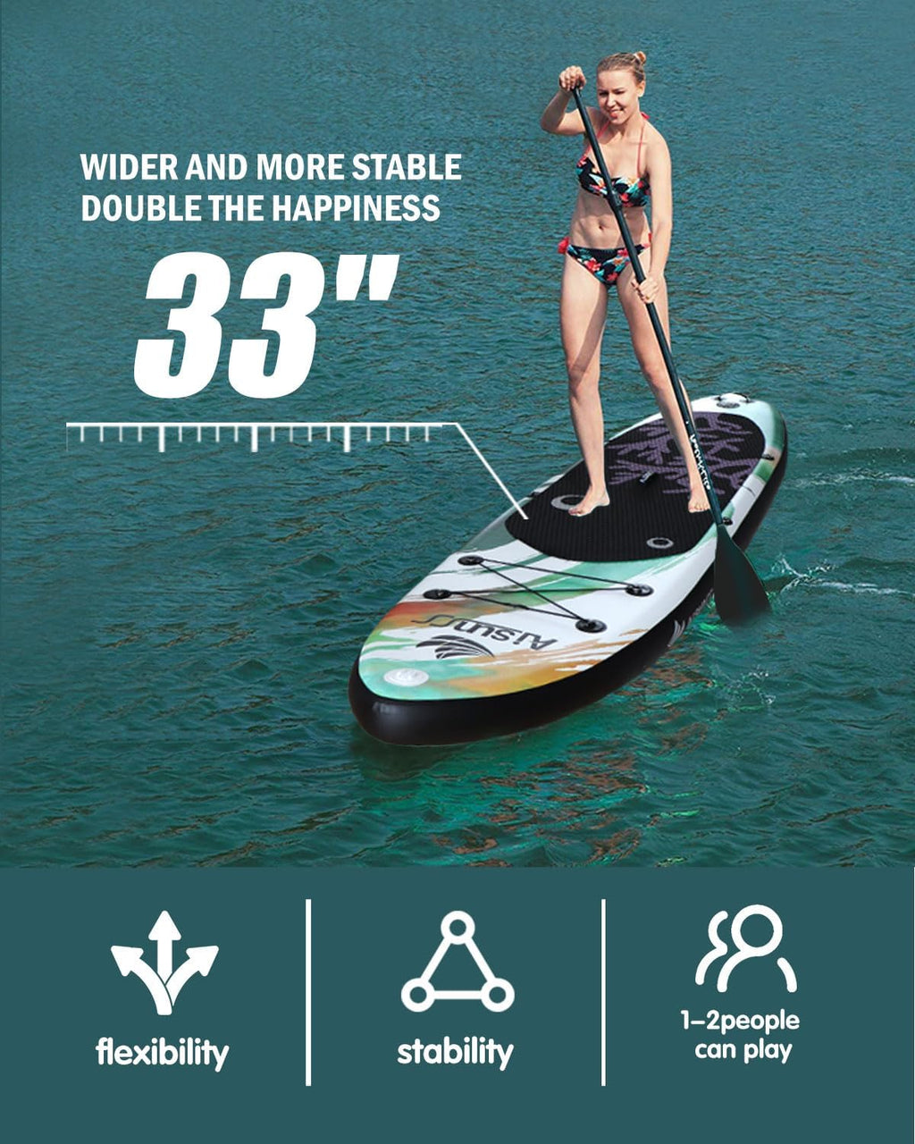 Inflatable wide SUP board with SUP carrying bag hand pump 10L waterproof bag wourant
