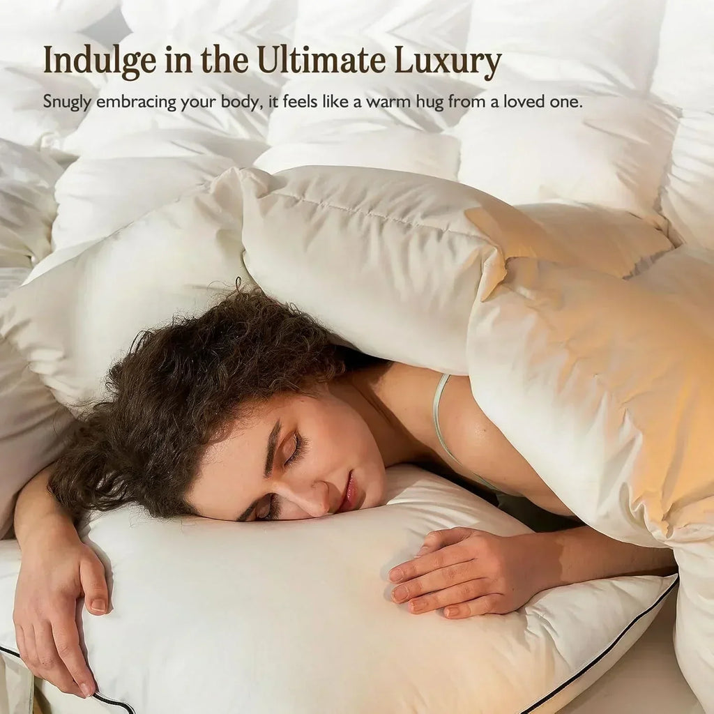 Organic down comforter queen size fluffy down core 100% cotton cover fluffy down filling wourant