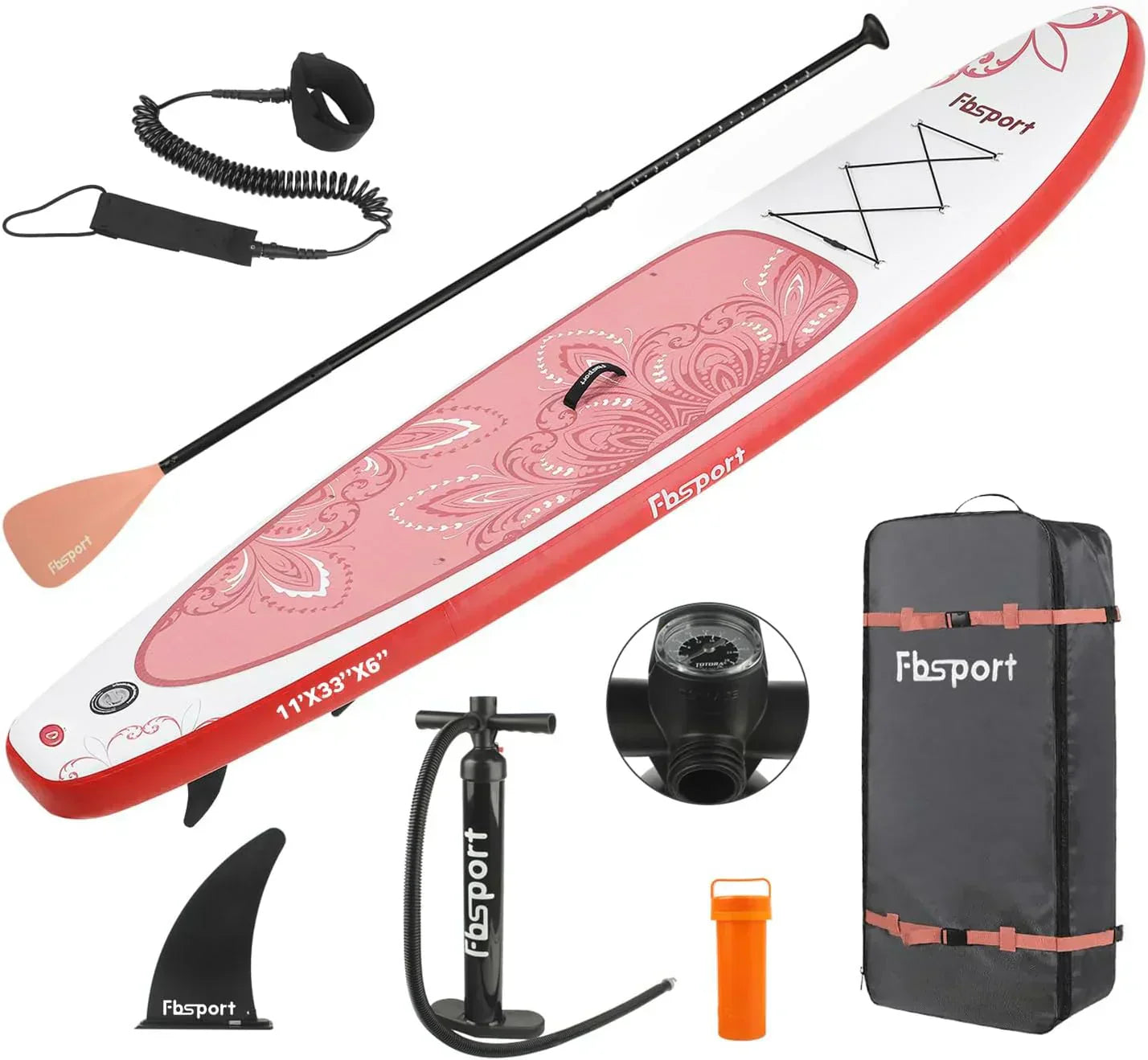 FBSPORT 11' Premium Stand Up Paddle Board Yoga Board with Durable SUP Accessories Carry Bag wourant