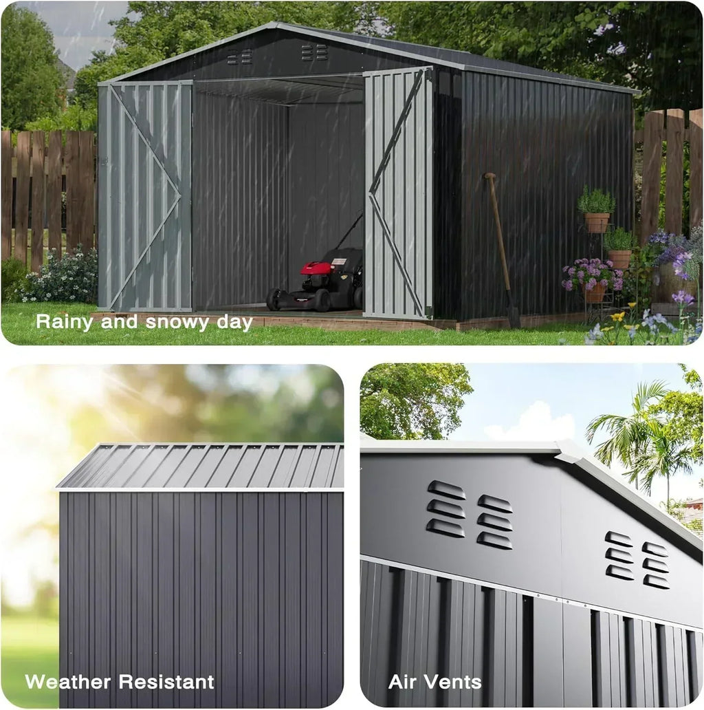 polar aurora 8x12 ft outdoor storage shed metal garden shed frame structure tool sheds wourant