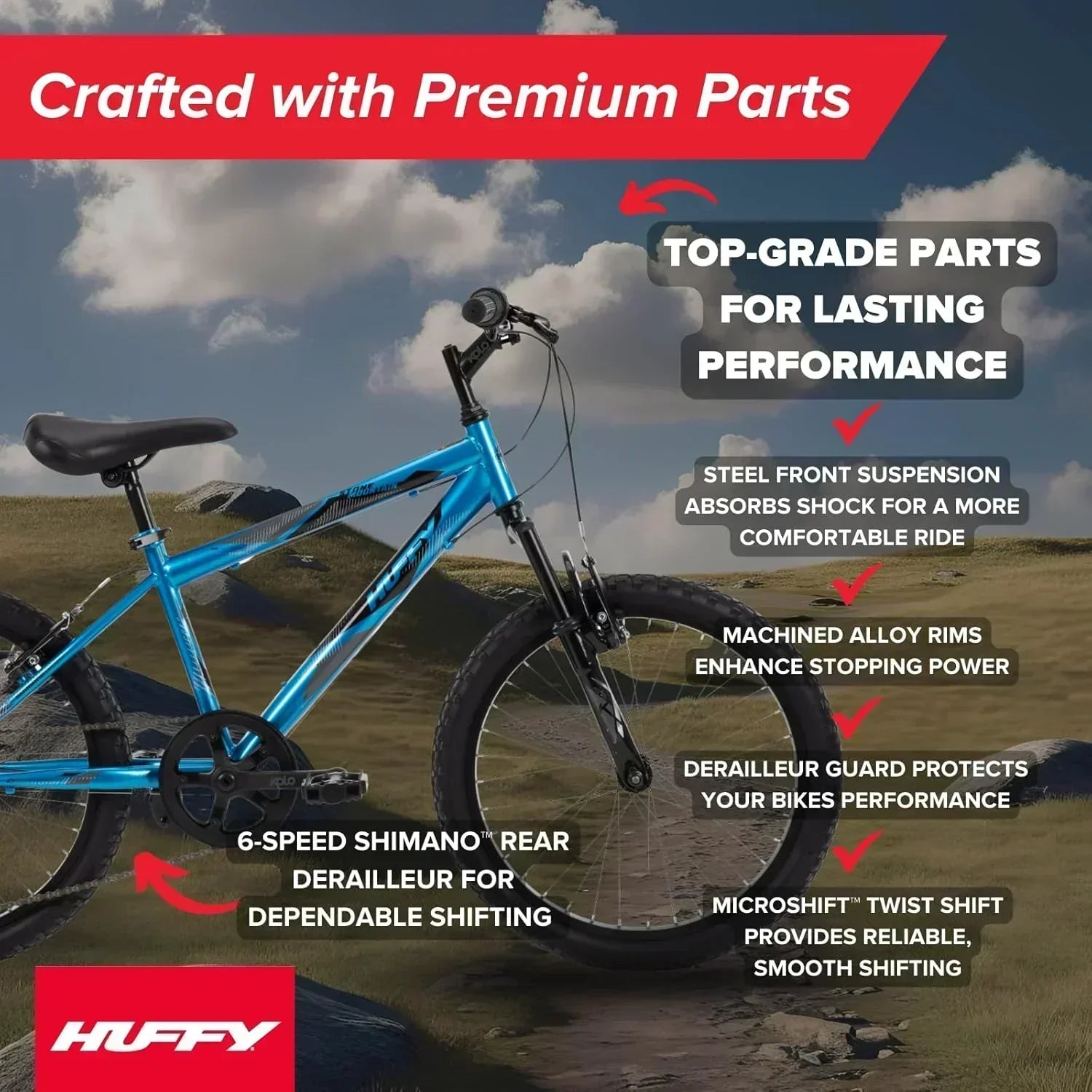 Huffy Stone Mountain Hardtail Mountain Bike for Boys/Girls/Men/Women 20"/24"/26" Sizes wourant
