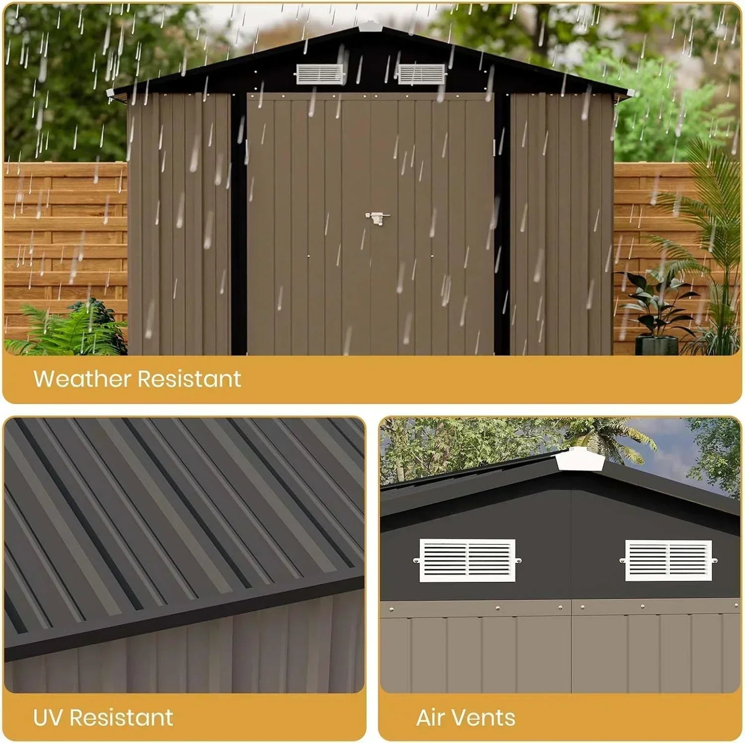 Patiowell 5x3 FT Outdoor Storage Shed Tool Shed with Sloping Roof and Lockable Door Metal Shed wourant