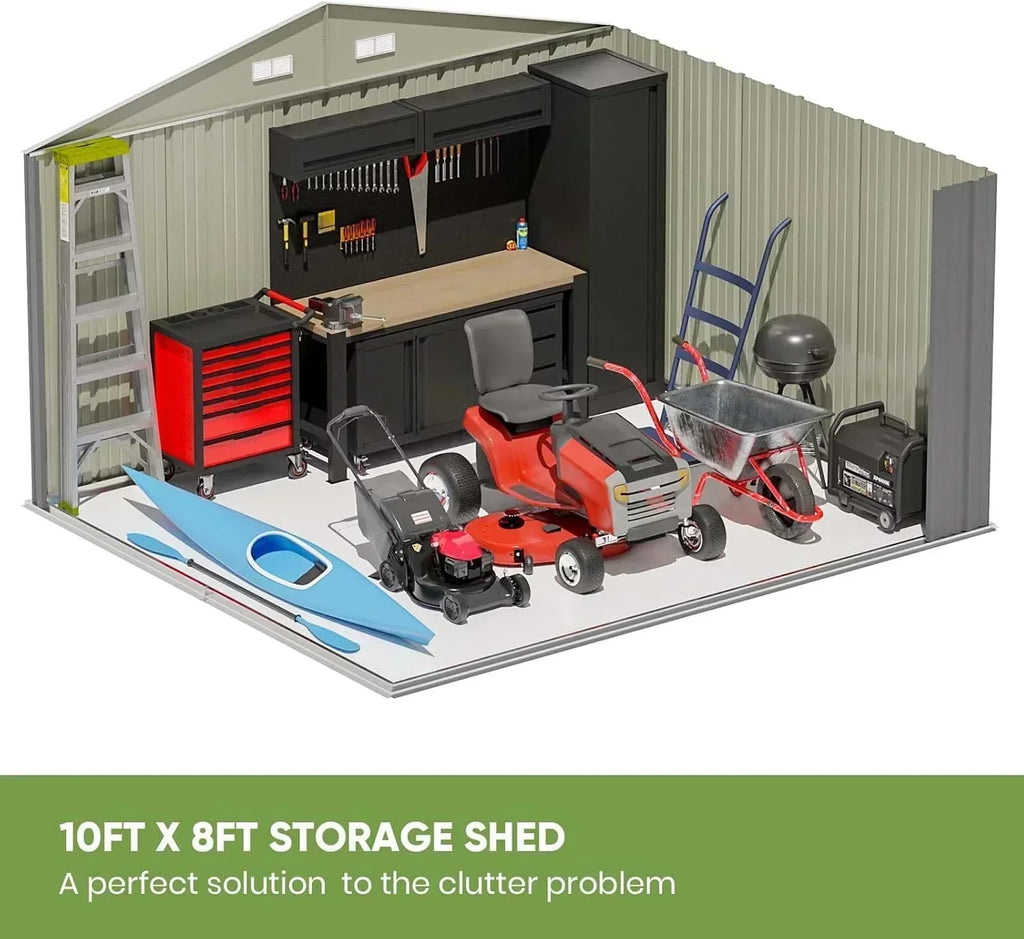 Patiowell 5x3 FT Outdoor Storage Shed Tool Shed with Sloping Roof and Lockable Door Metal Shed wourant