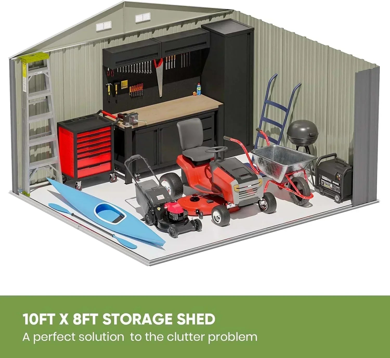 Patiowell 5x3 FT Outdoor Storage Shed Tool Shed with Sloping Roof and Lockable Door Metal Shed wourant