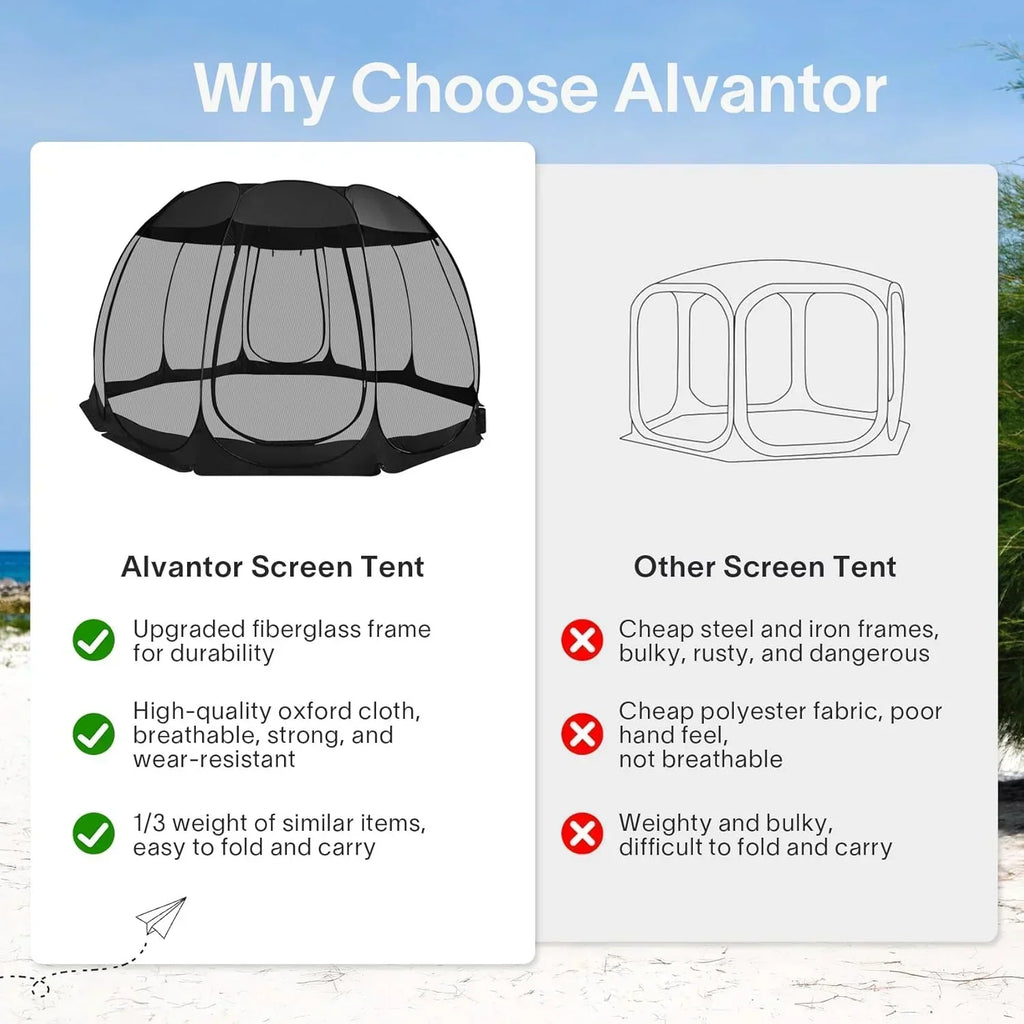 Screen gazebo sleeps 6-10-15 people Igloo-style canopy tent mosquito net on the sides Perfect wourant