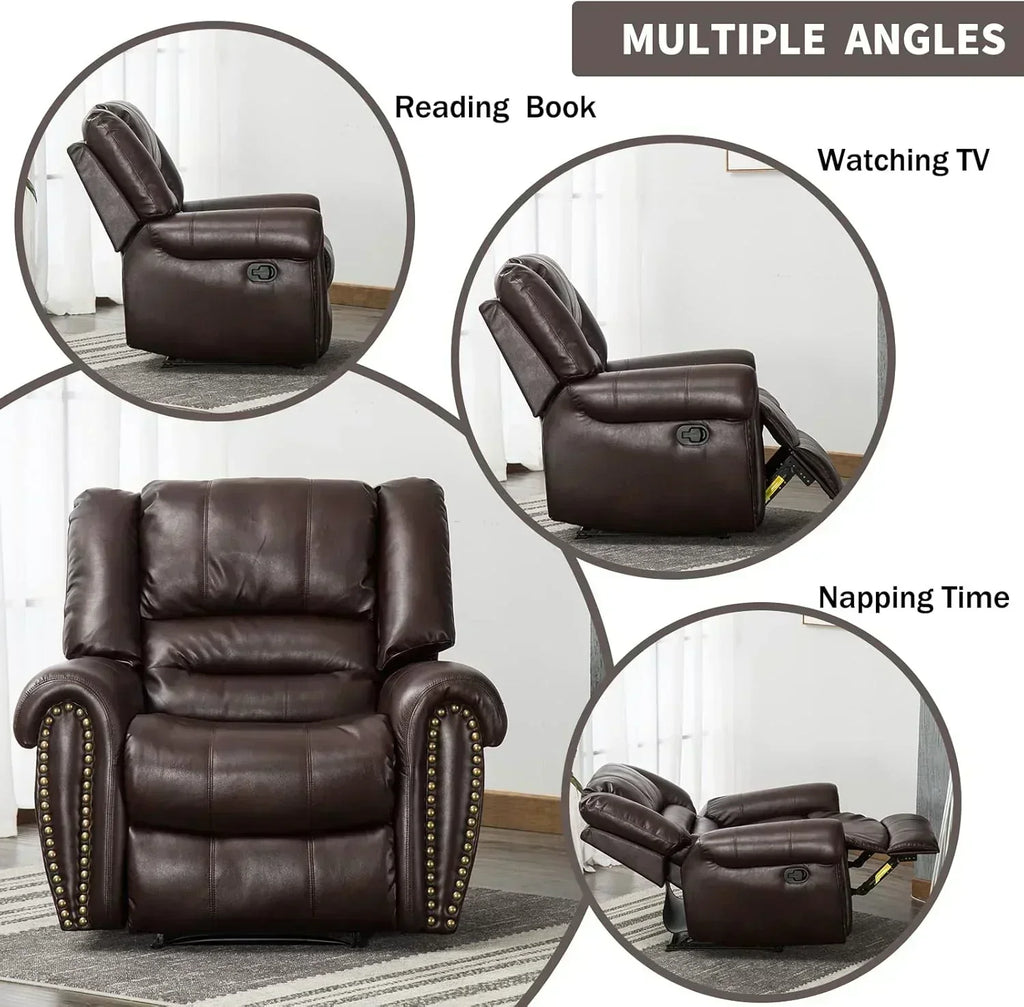 Leather recliner classic traditional manual recliner single sofa for living room wourant