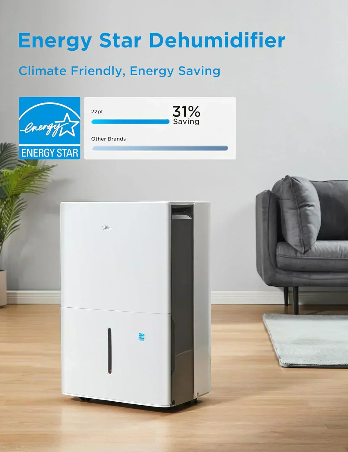 Midea 4,500 Sq. Ft. Dehumidifier Pump Included Energy Star Certified 50 Pint Ideal For Basements wourant
