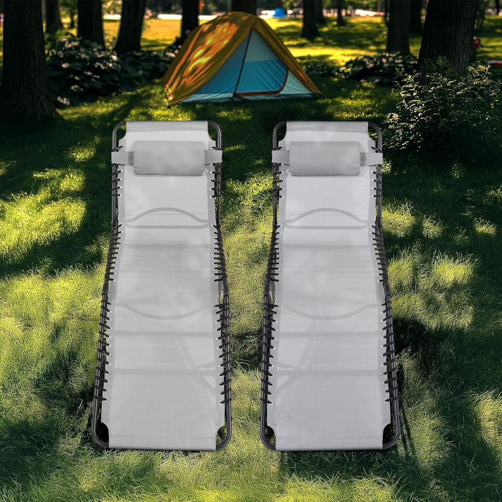 Unovivy Outdoor Chaise Lounge Chairs Portable Folding Pool Lounge Chair with Reclining Back wourant