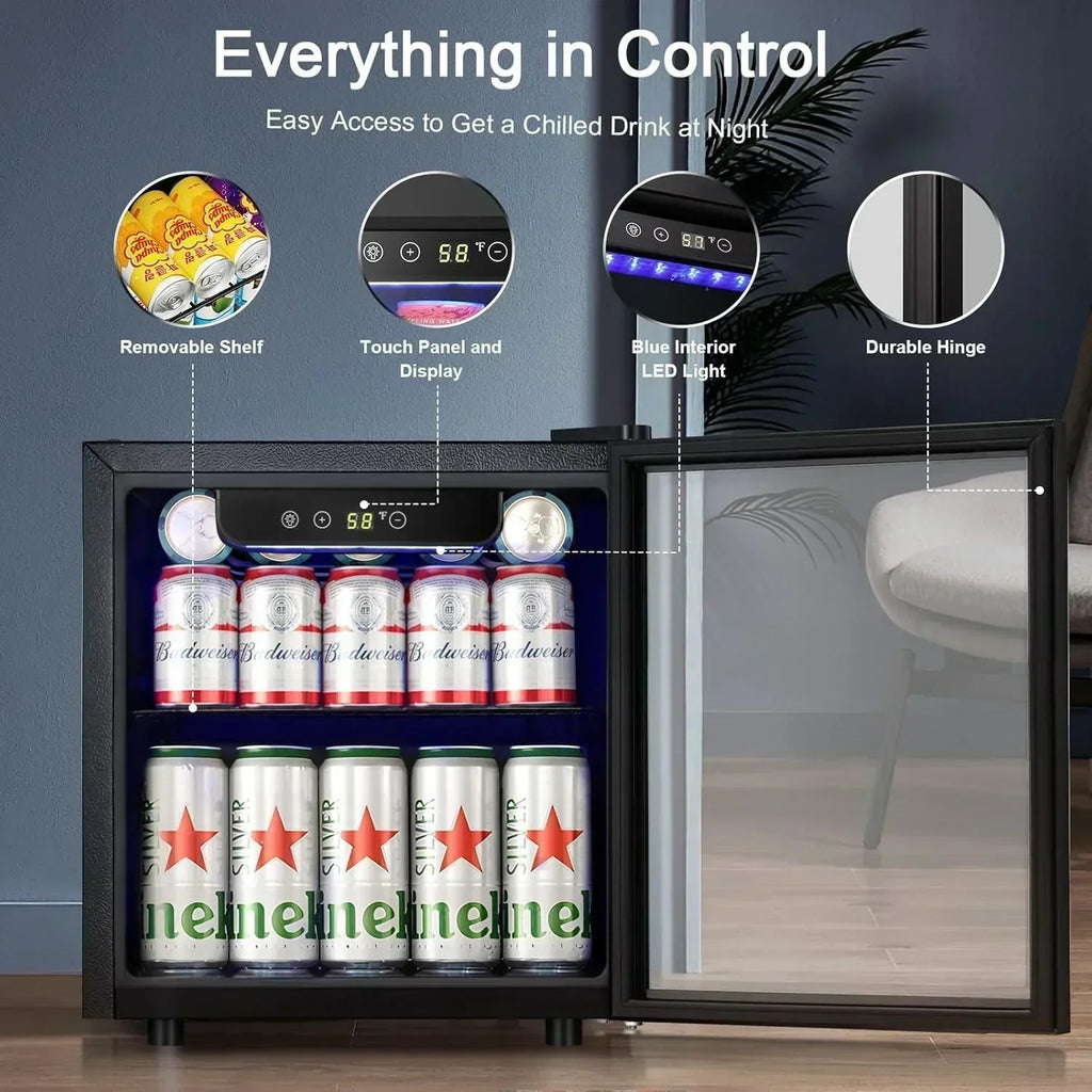 Antarctic Star Beverage Refrigerator Cooler 68 Can Mini Fridge with Glass Door for Beer Drinks Wine wourant