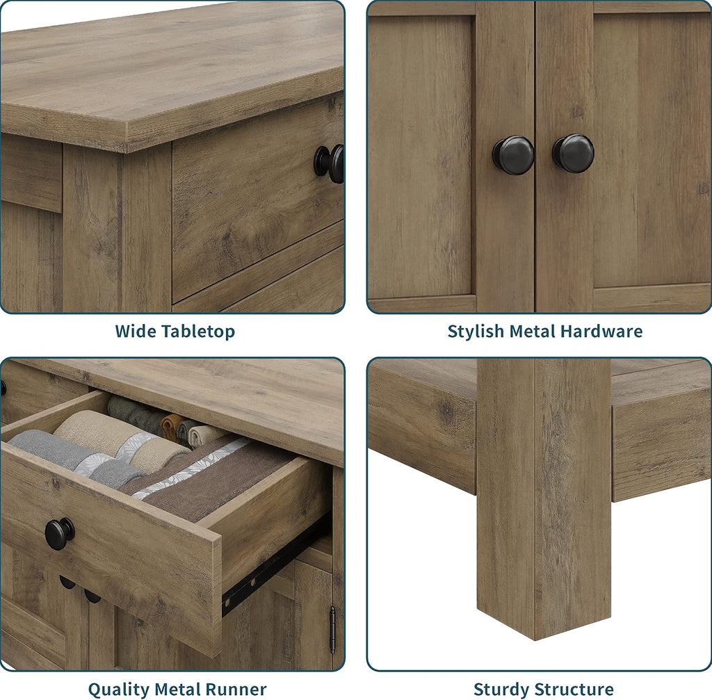 Farmhouse style console table coffee bar entry table with storage rack sofa table wourant