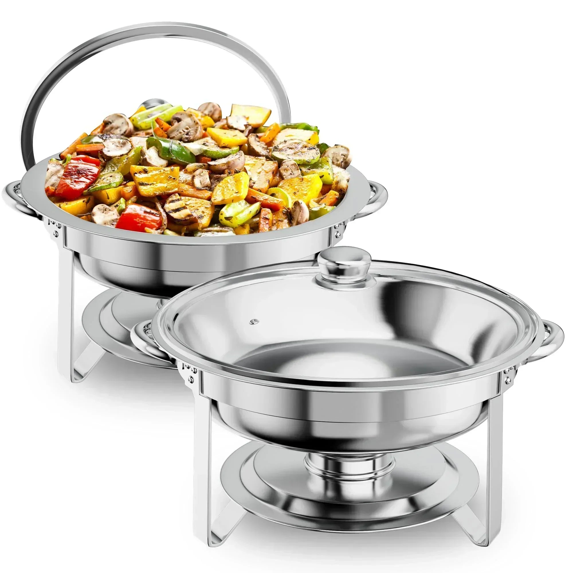 Chafing Dish Buffet Set Round Chafers and Buffet Warmers Sets 4 Pack wourant