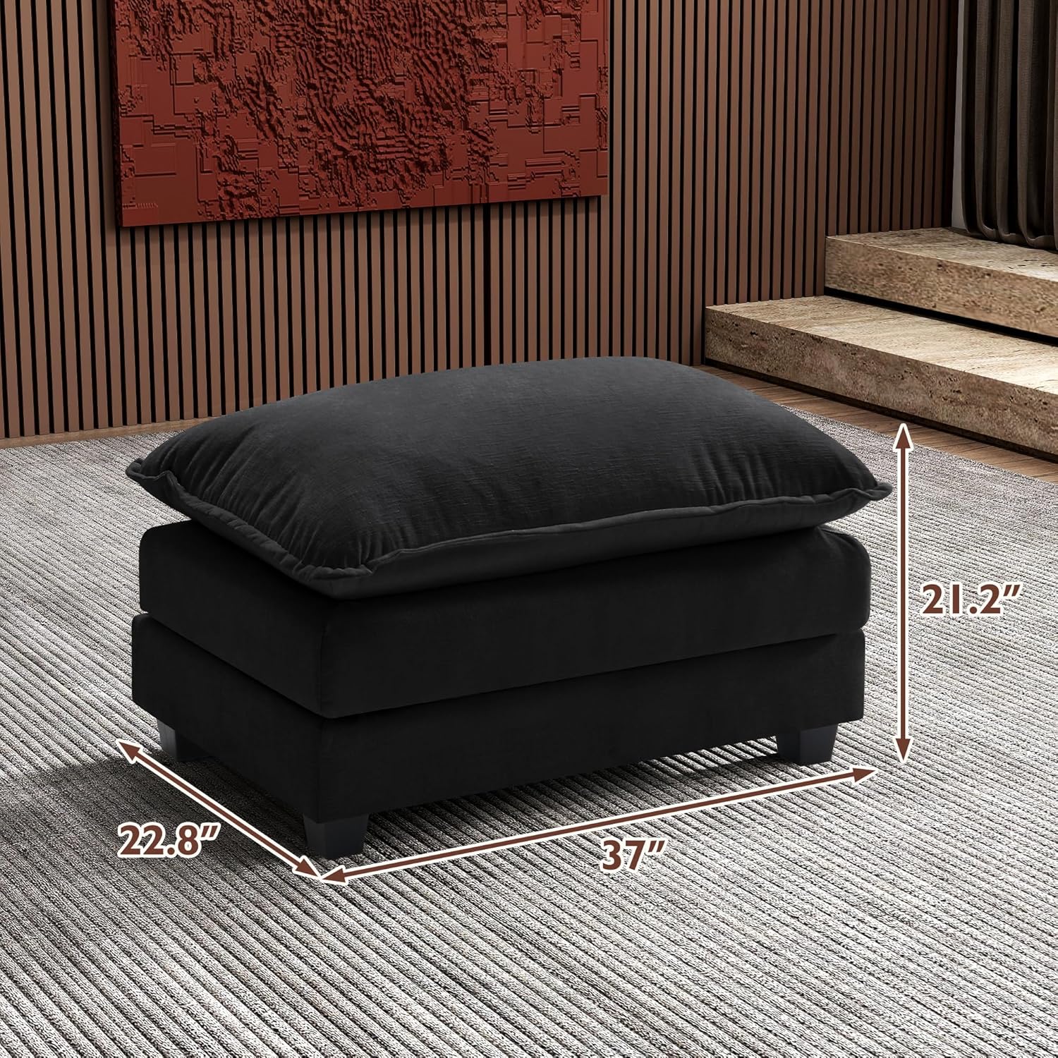 111.4 Inch L Shaped Modern Sofa Modular Cloud Sofa with Ottoman 4 Seater Chenille Deep Seat Sofa wourant