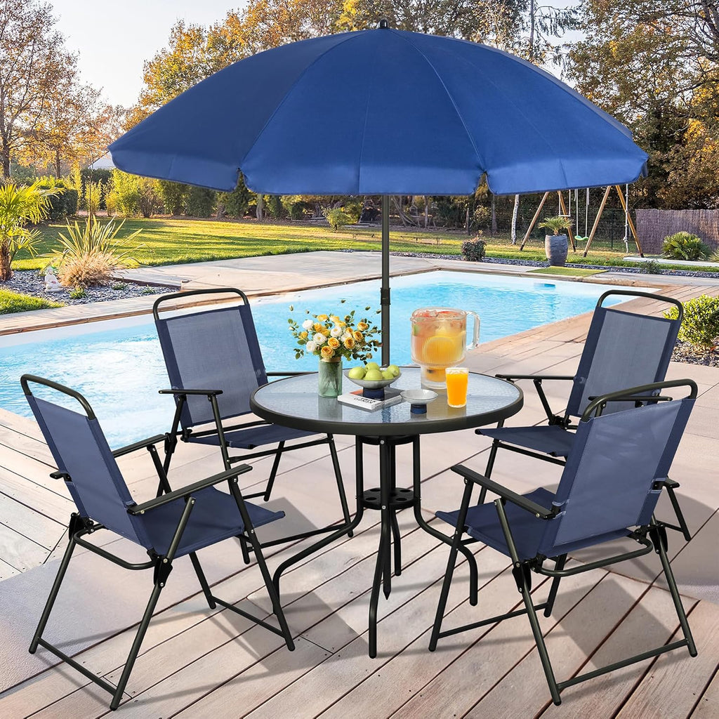 Vongrasig 6 Piece Folding Patio Dining Set Small Metal Outdoor Garden Patio Table and Chair Set wourant