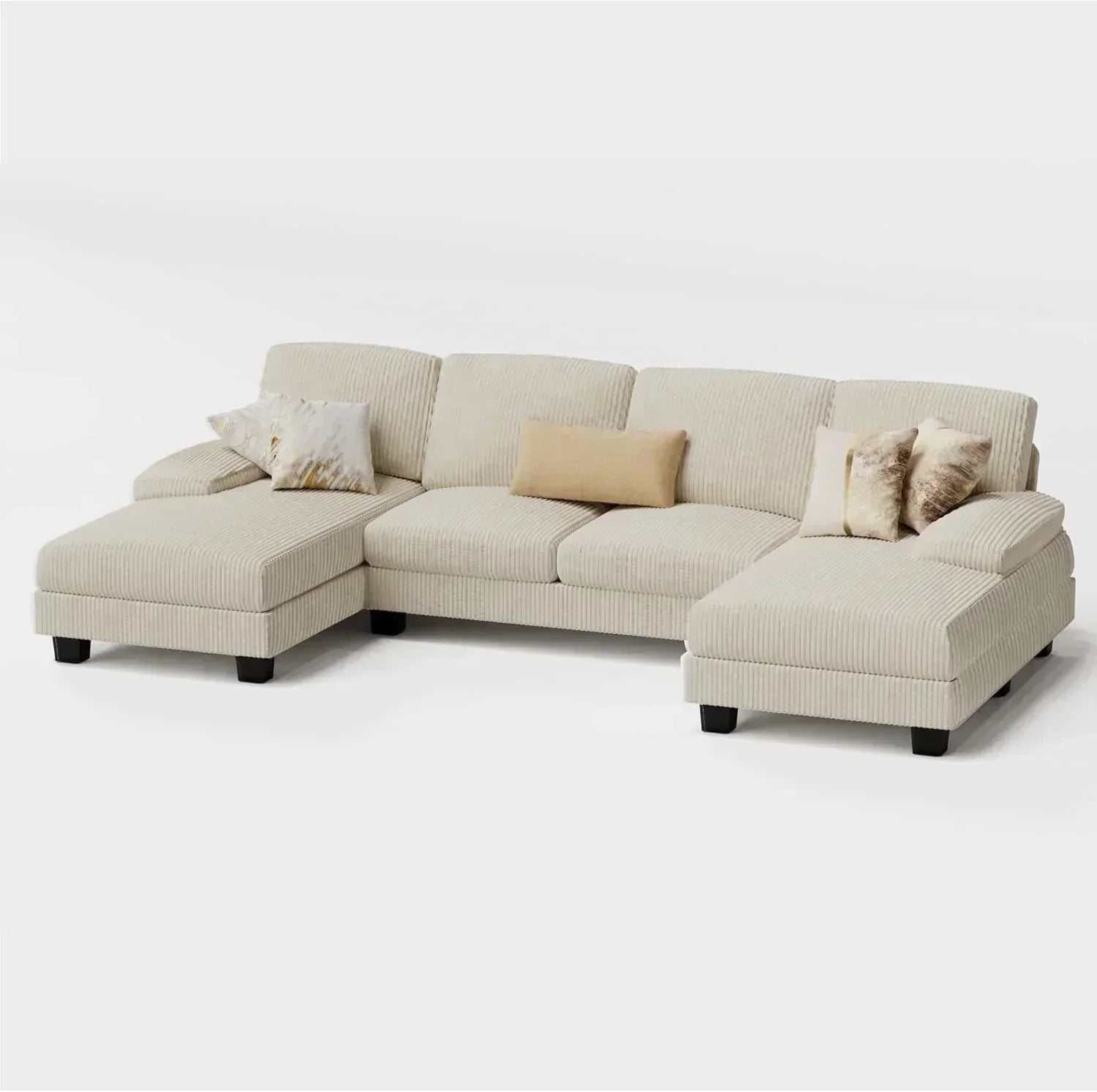 Furmax Sectional Couches for Living Room U-Shaped Sofa Couch Linen Fabric 4 Seat Sofa Set wourant