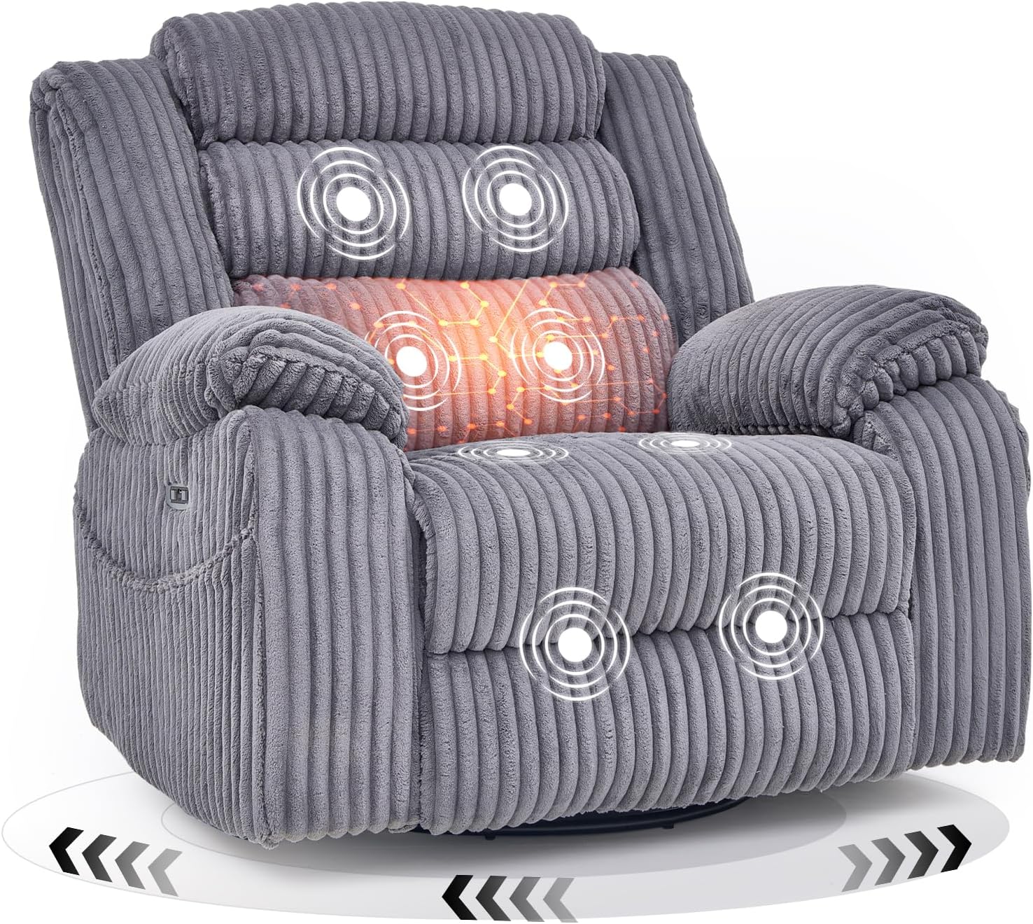 Electric rotary rocker lounge chair for adults with massage and calories USB charging ports wourant