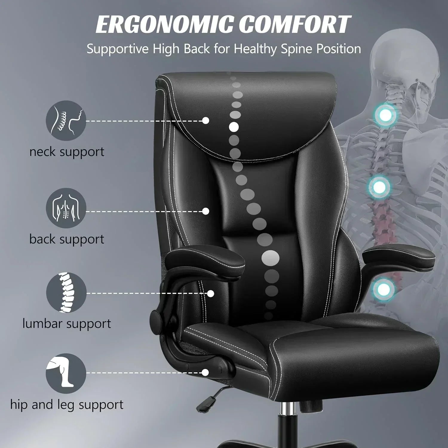 Office Chair Large High-Foot Computer Desk Chair Chair Lumbar Support Rotating Computer Chair wourant