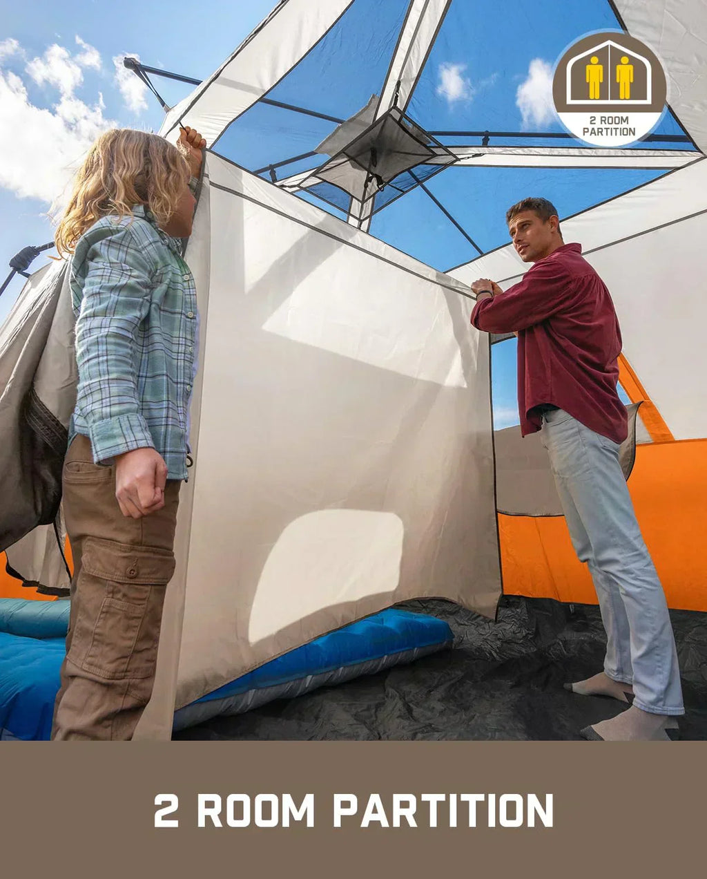 Portable camping tent for 4/6/8/10 people with instant cabin and rainproof and windproof wourant