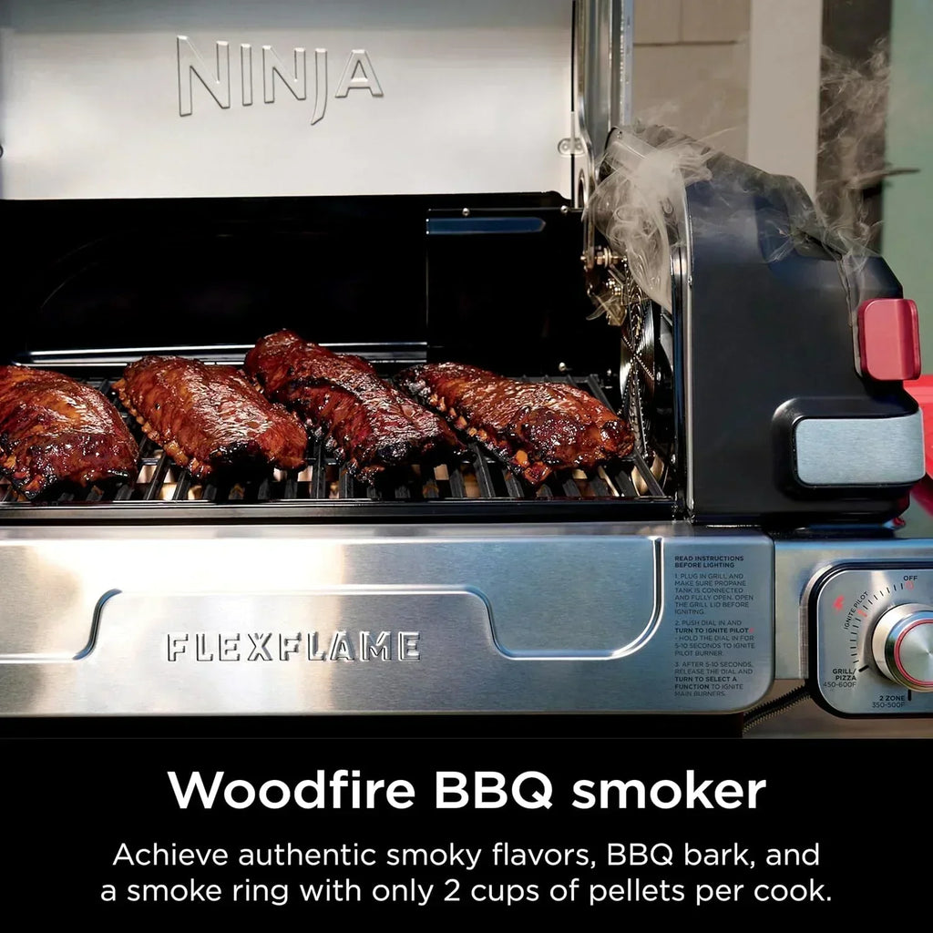Ninja FlexFlame Grill and Smoker Electric Propane Grill Roaster BBQ Grill 5-in-1 Cooking System wourant