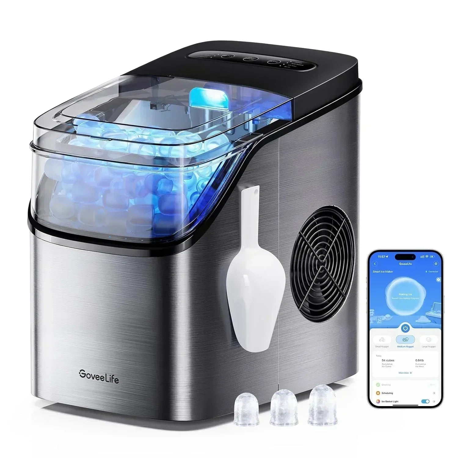 GoveeLife Smart Ice Maker Countertop Portable Ice Machine with Voice Control 9 Ice Cubes wourant