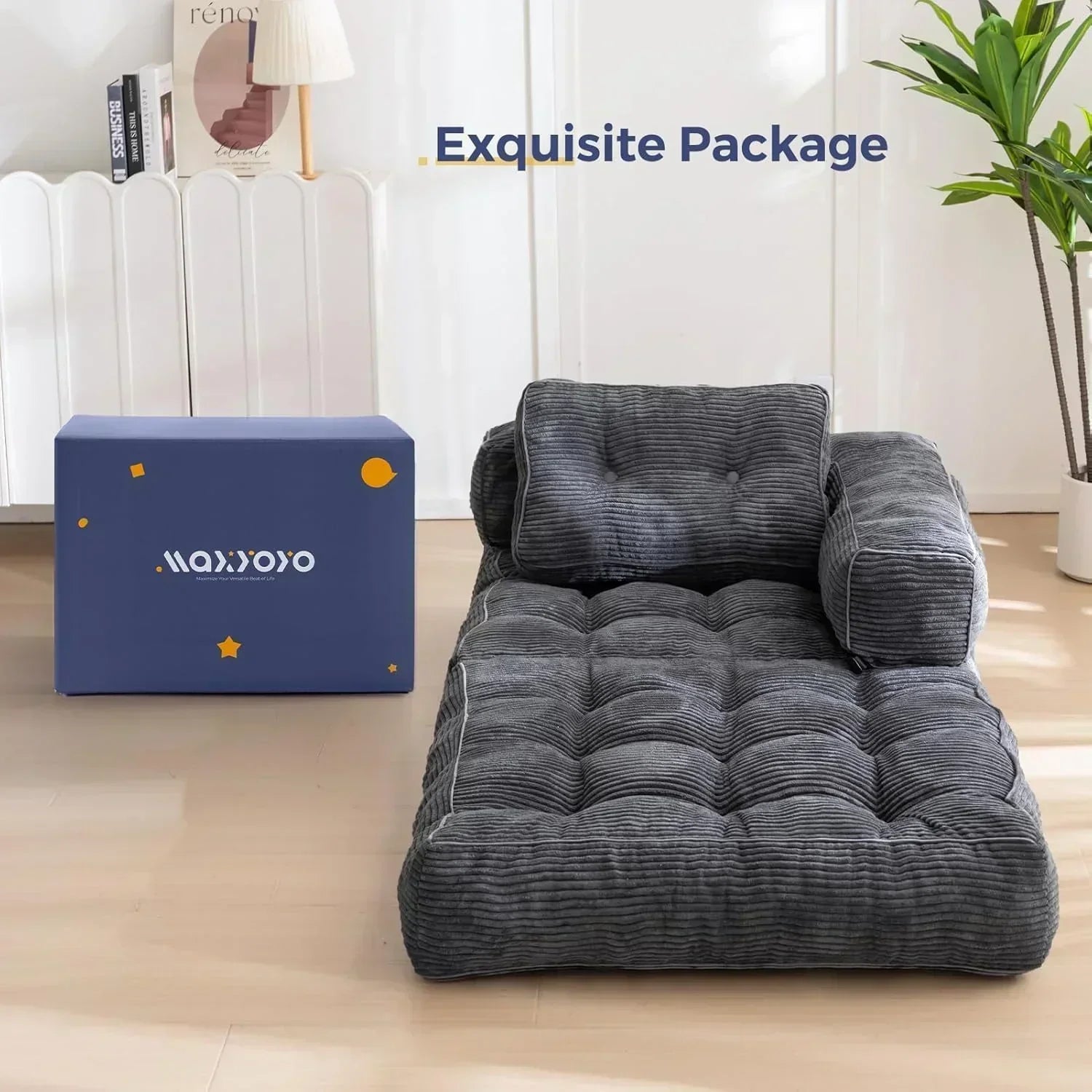 Folding Sofa Bed L-Shaped Convertible Sofa Bed with Armrests and Pillows wourant