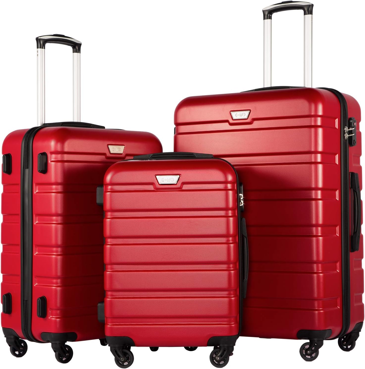 Coolife Luggage 3 Piece Set Suitcase Spinner Hardshell Lightweight TSA Lock wourant
